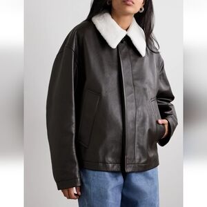 Bottega Veneta Shearling Trim Leather Jacket Fondant Brown 38 EU Women's $6000
